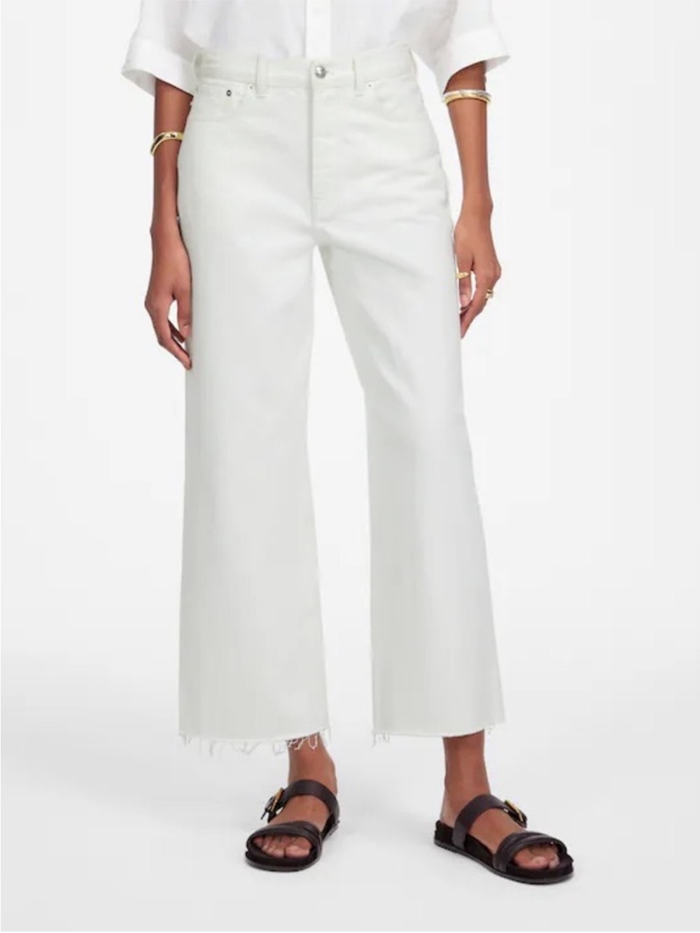 Madewell NWT Low Slung Baggy Crop Jeans Size 28 | Raw Hems in Tile White